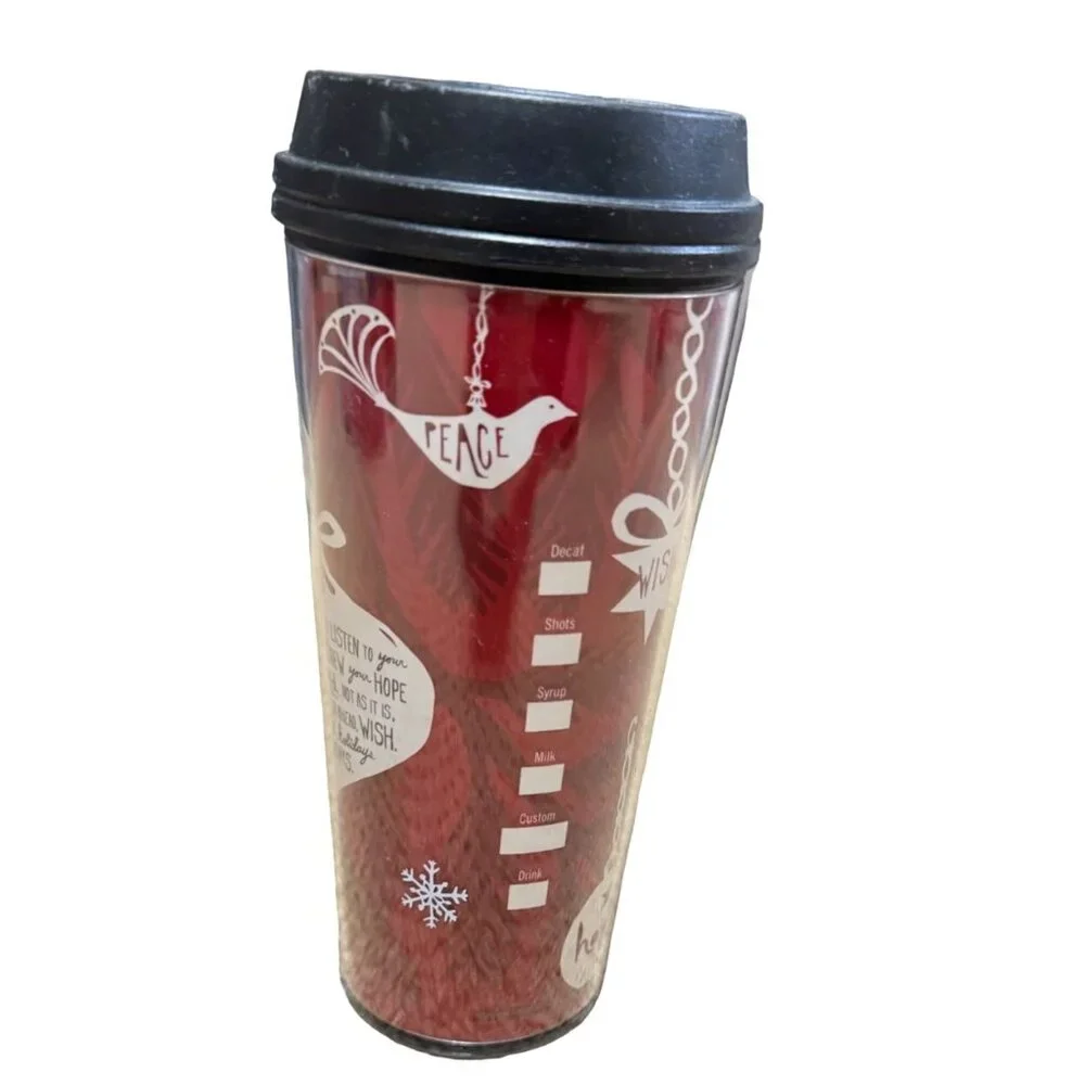 Starbucks Holiday Christmas Coffee Tumbler Hot / Cold Drink Thru 16oz 2009